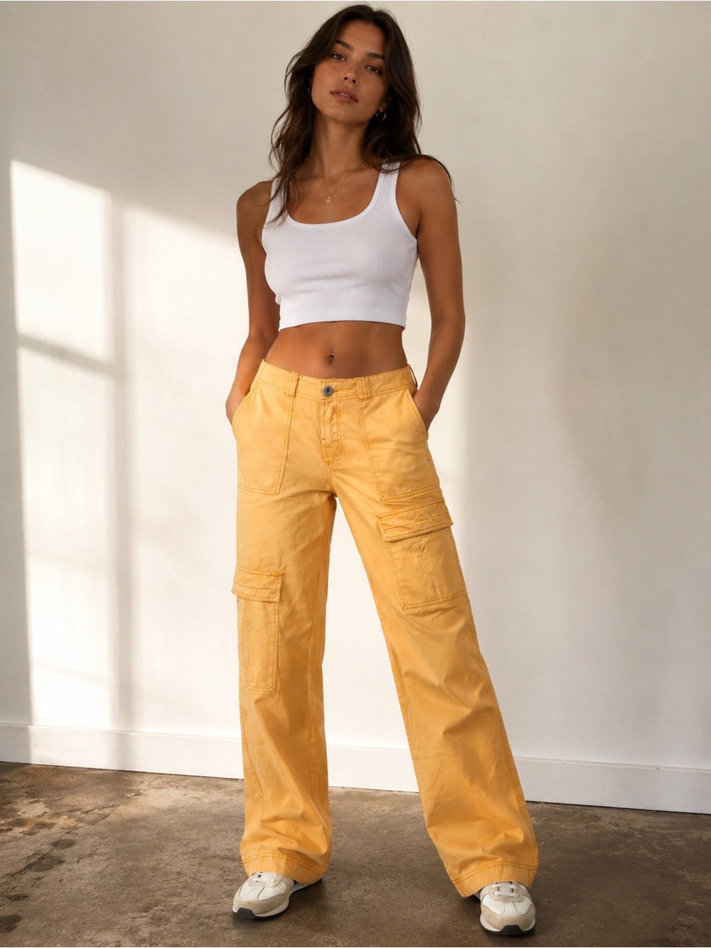 Free People Orange Cargo Pants Size 2 Wide Leg Utility Pockets